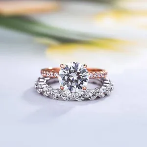 Elegant Two Tone Classic Round Cut Wedding Set