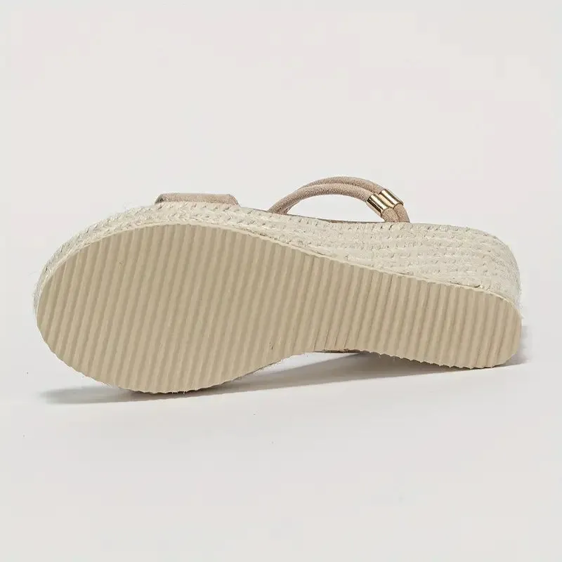 Elowen – Espadrille wedge sandalen met suède bandjes