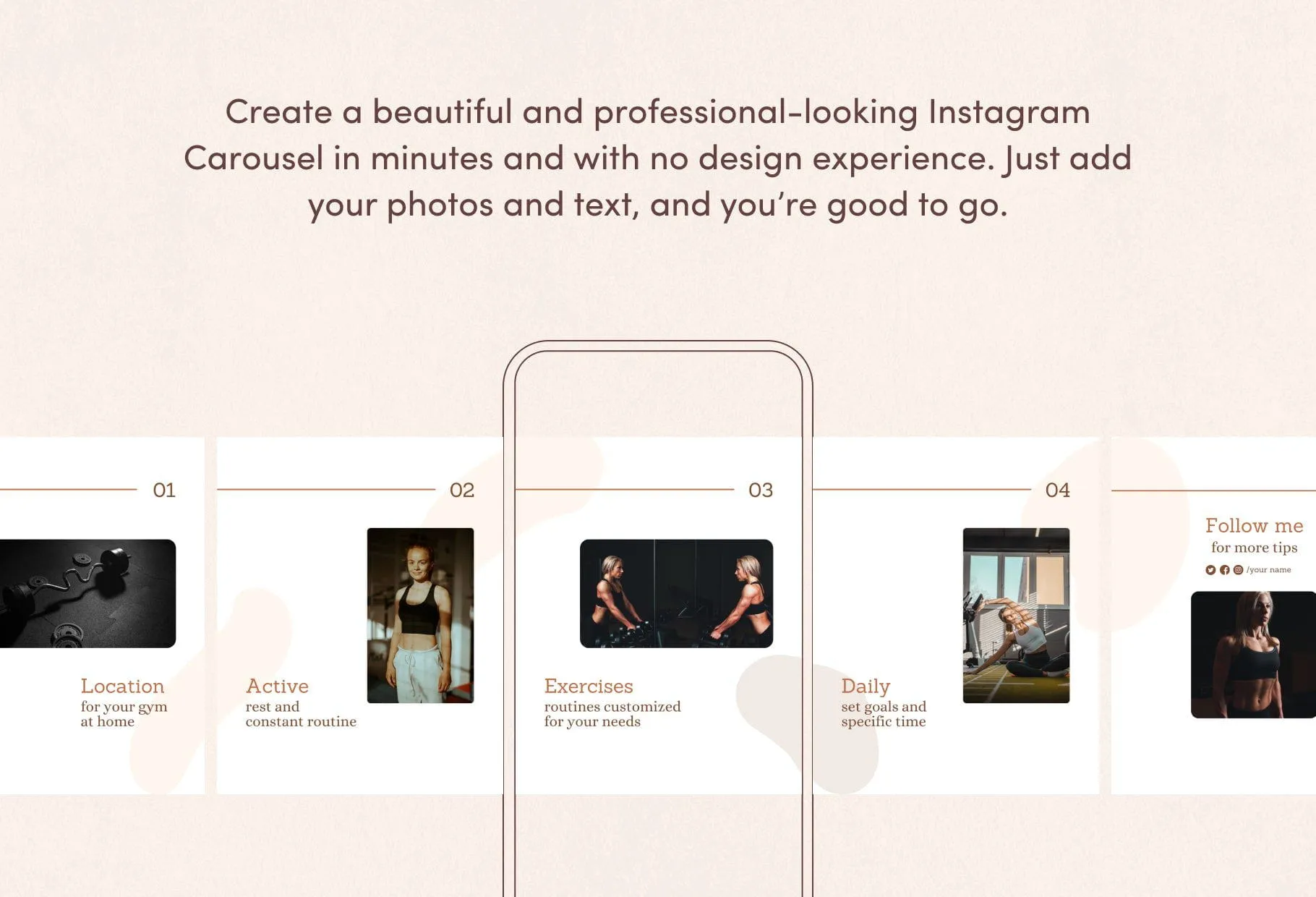 Emilia Fitness 6-Page Carousel Canva Template