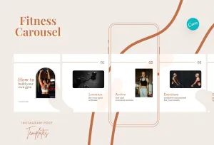 Emilia Fitness 6-Page Carousel Canva Template