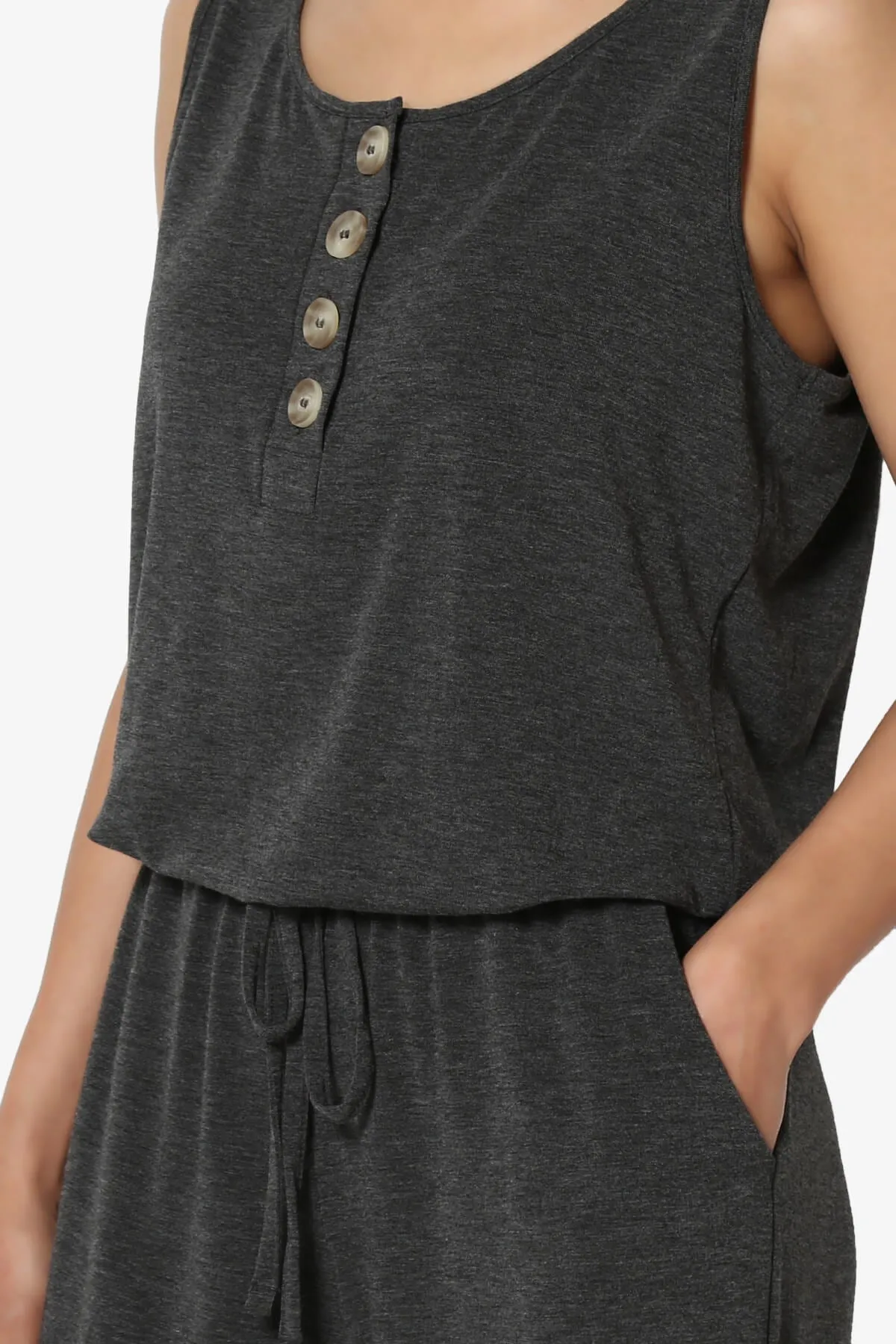 Entrada Button Scoop Neck Tank Jogger Jumpsuit PLUS
