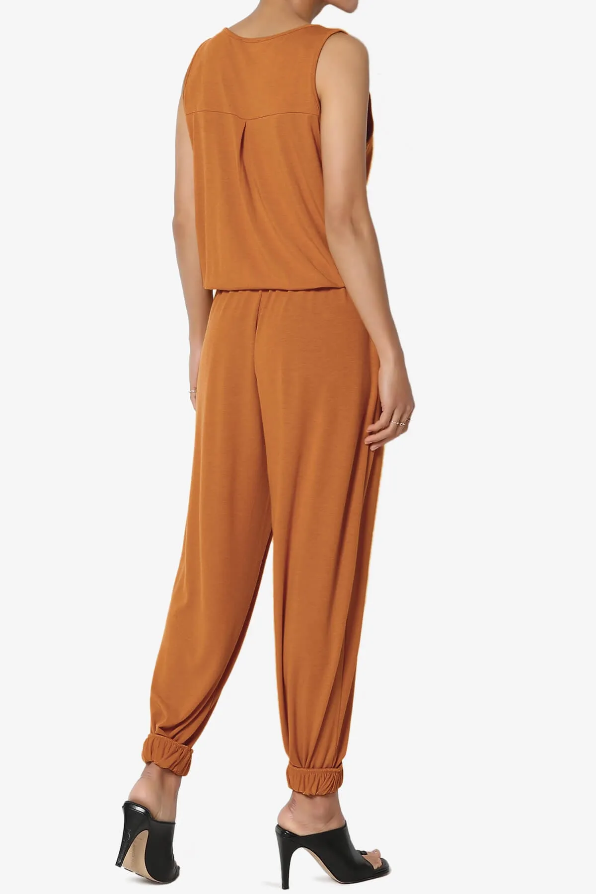 Entrada Button Scoop Neck Tank Jogger Jumpsuit PLUS