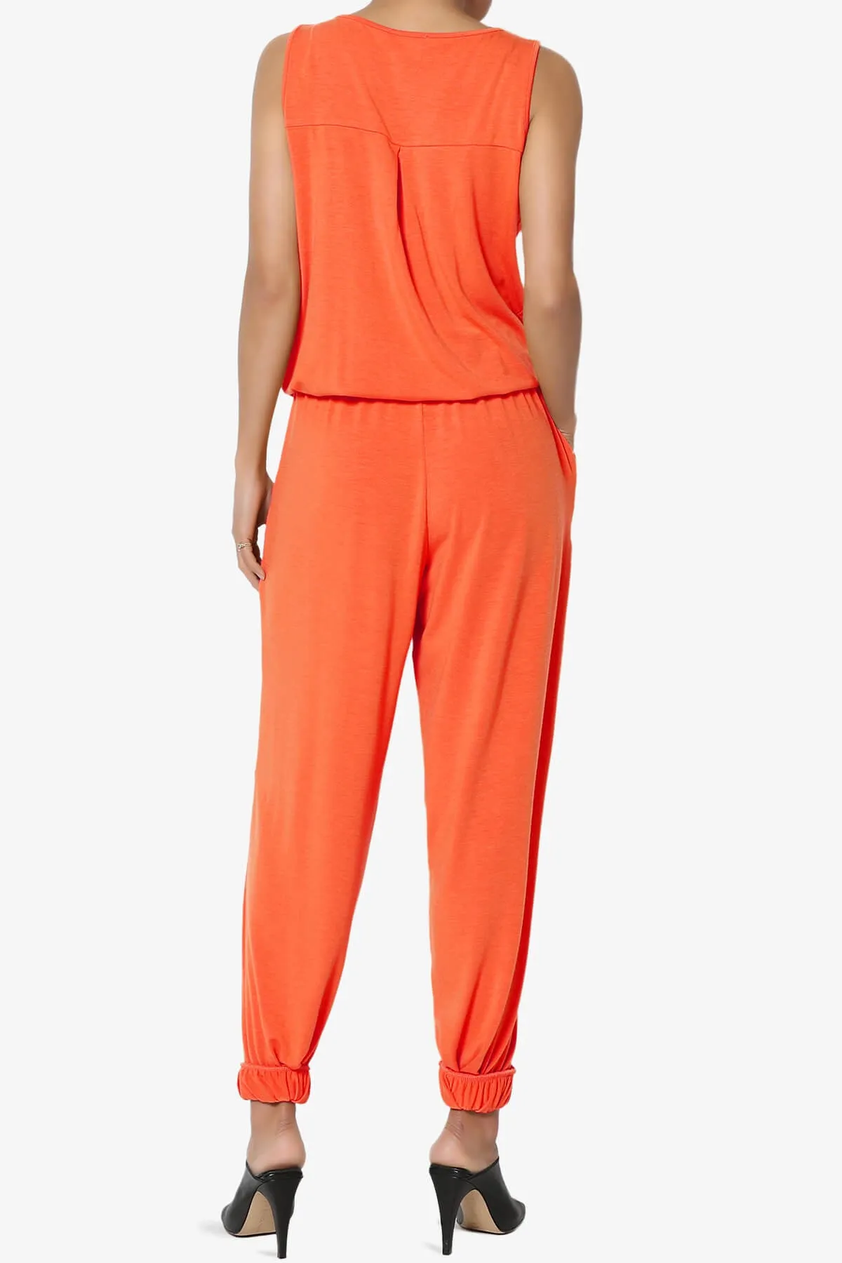 Entrada Button Scoop Neck Tank Jogger Jumpsuit PLUS