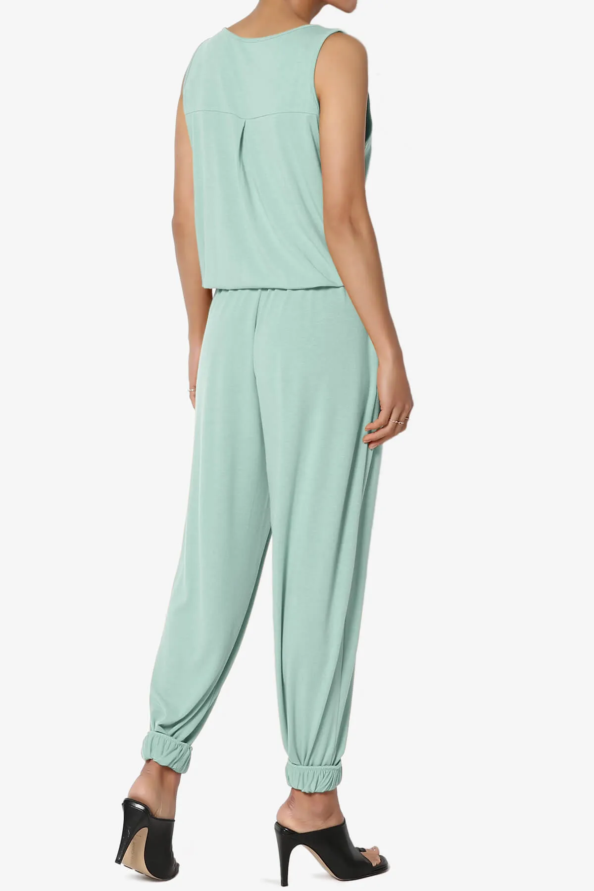 Entrada Button Scoop Neck Tank Jogger Jumpsuit PLUS