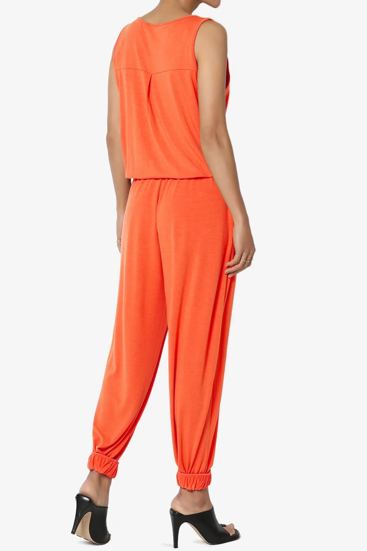 Entrada Button Scoop Neck Tank Jogger Jumpsuit PLUS