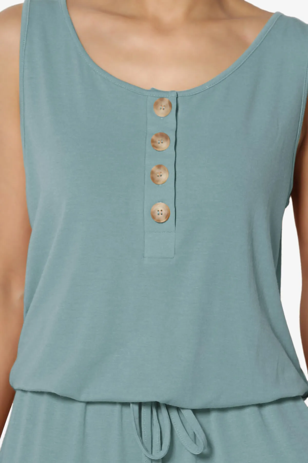 Entrada Button Scoop Neck Tank Jogger Jumpsuit PLUS