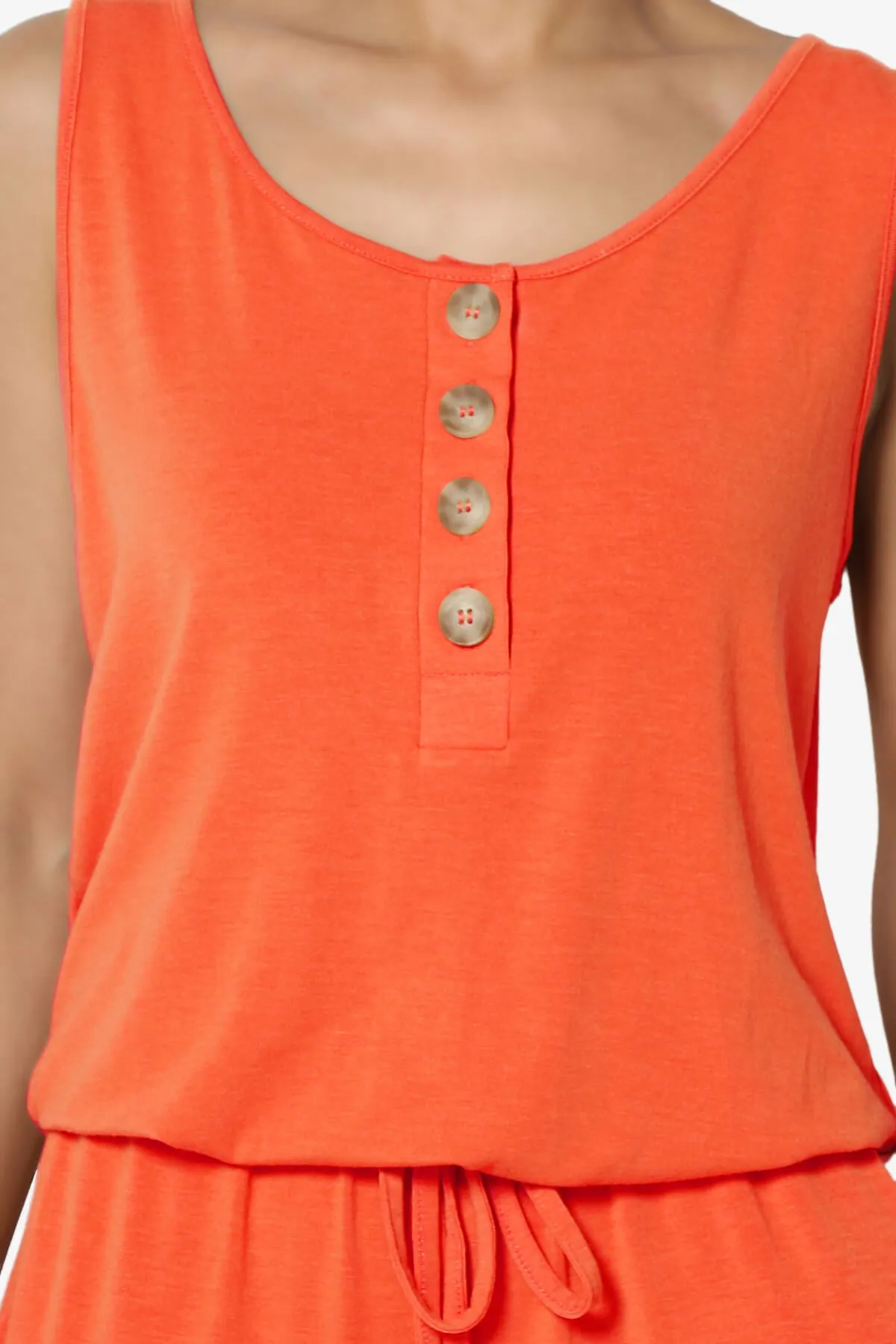Entrada Button Scoop Neck Tank Jogger Jumpsuit PLUS