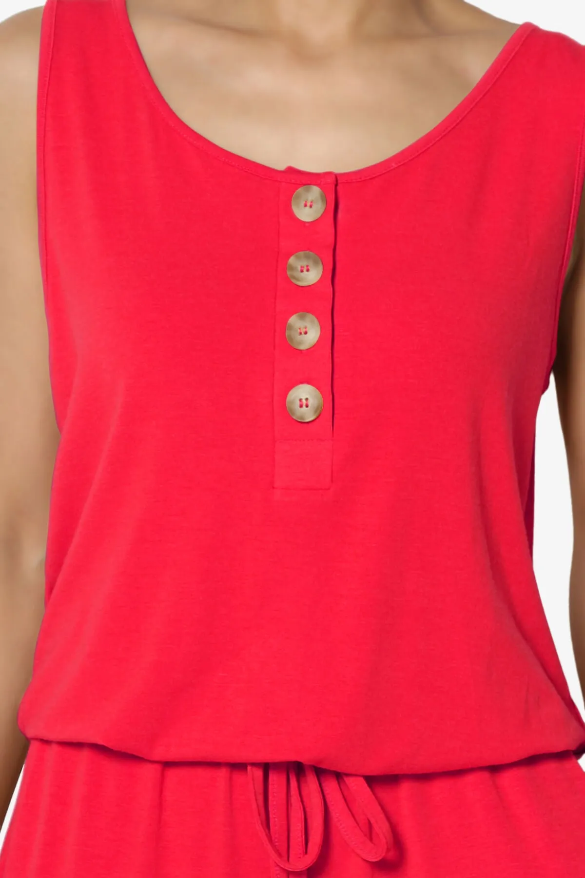 Entrada Button Scoop Neck Tank Jogger Jumpsuit PLUS