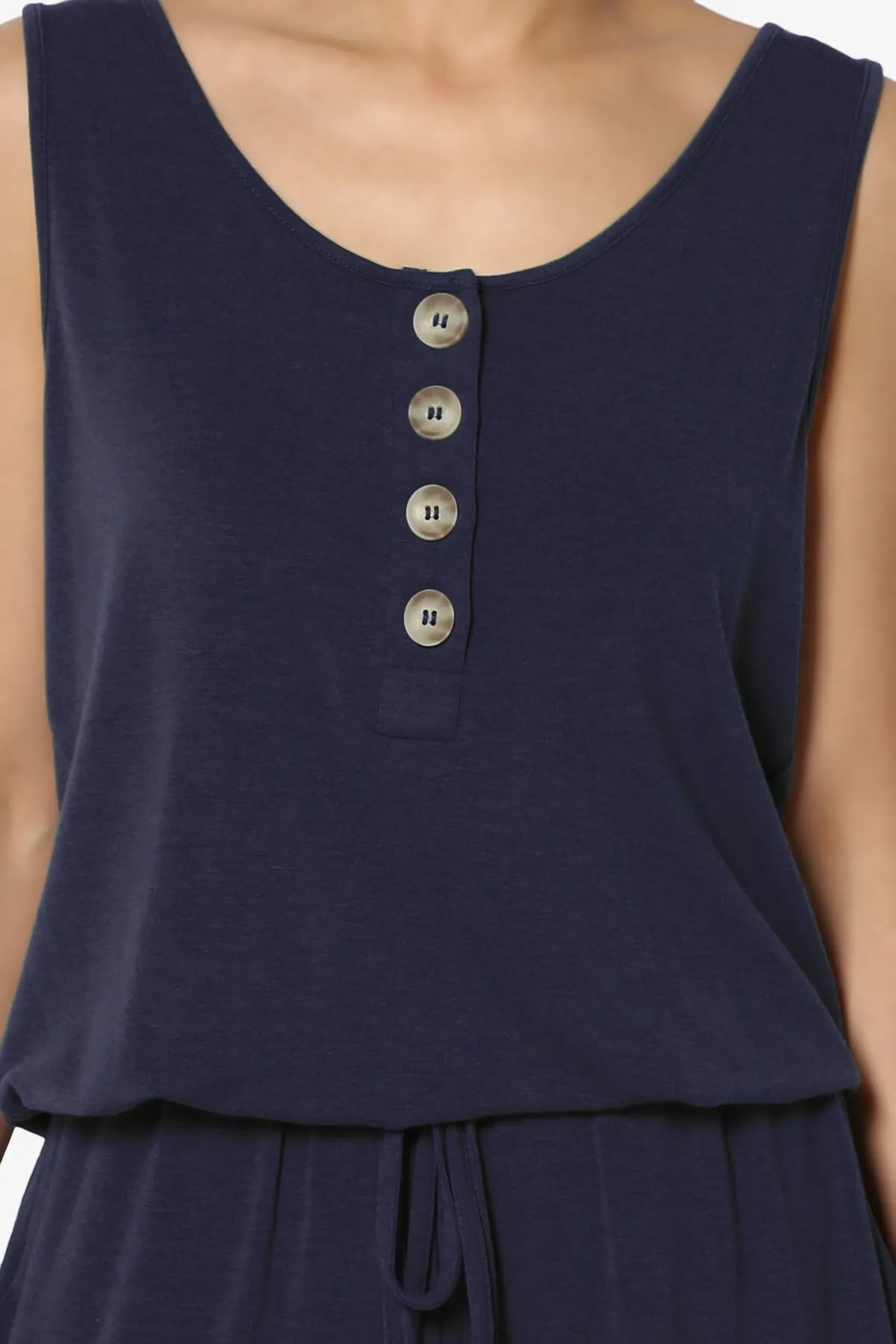 Entrada Button Scoop Neck Tank Jogger Jumpsuit PLUS