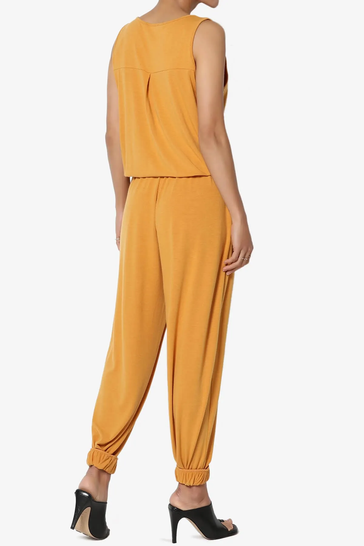 Entrada Button Scoop Neck Tank Jogger Jumpsuit PLUS