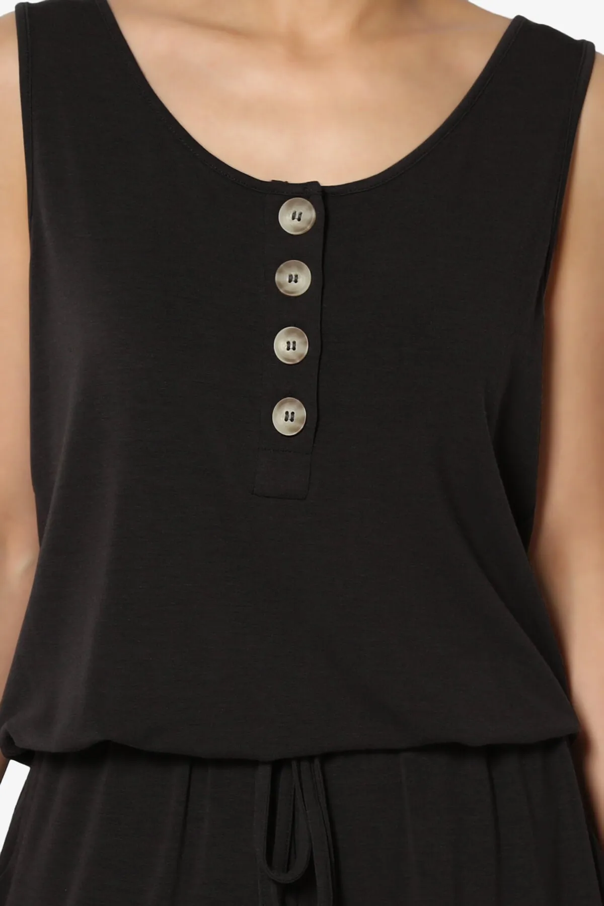 Entrada Button Scoop Neck Tank Jogger Jumpsuit PLUS
