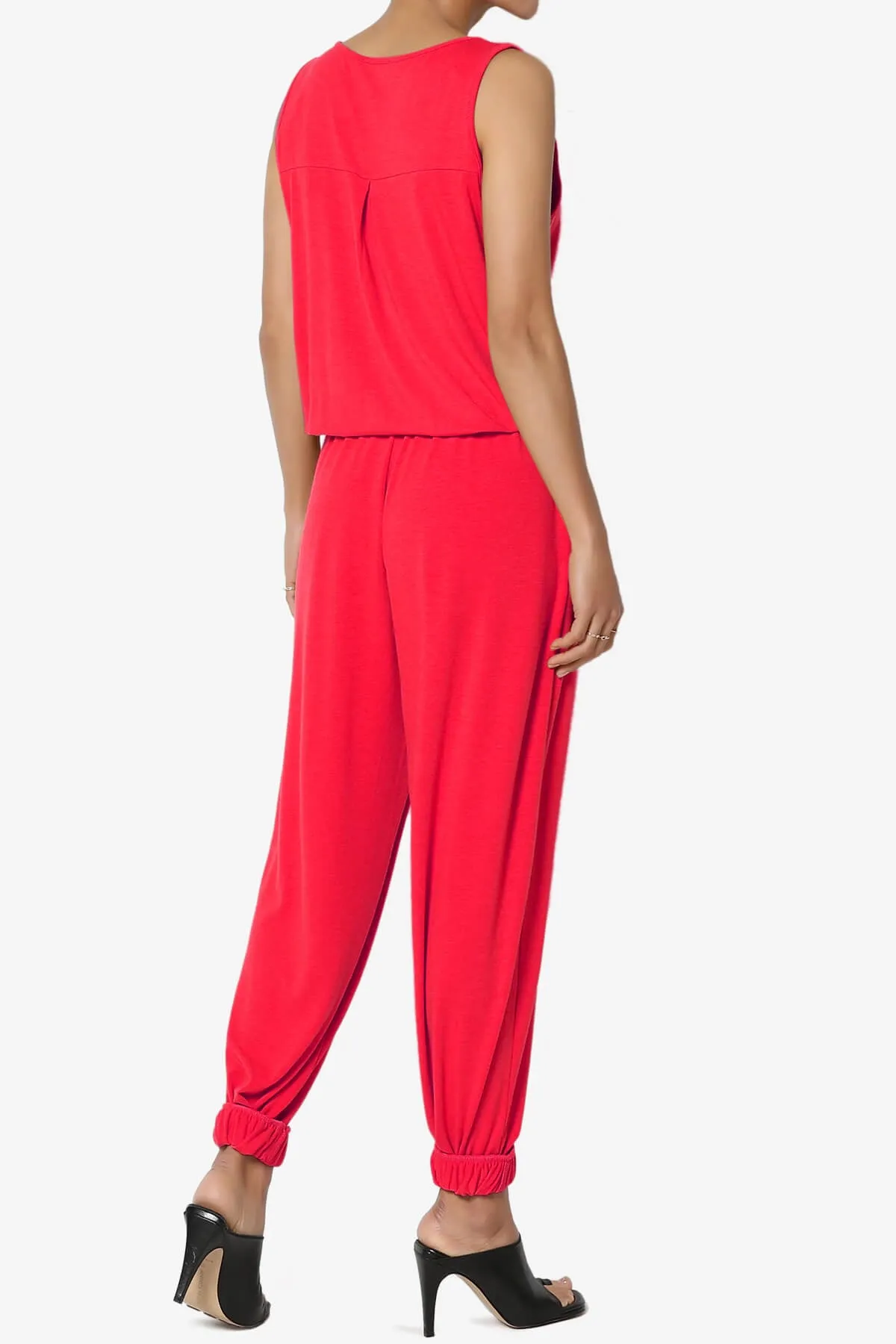Entrada Button Scoop Neck Tank Jogger Jumpsuit PLUS