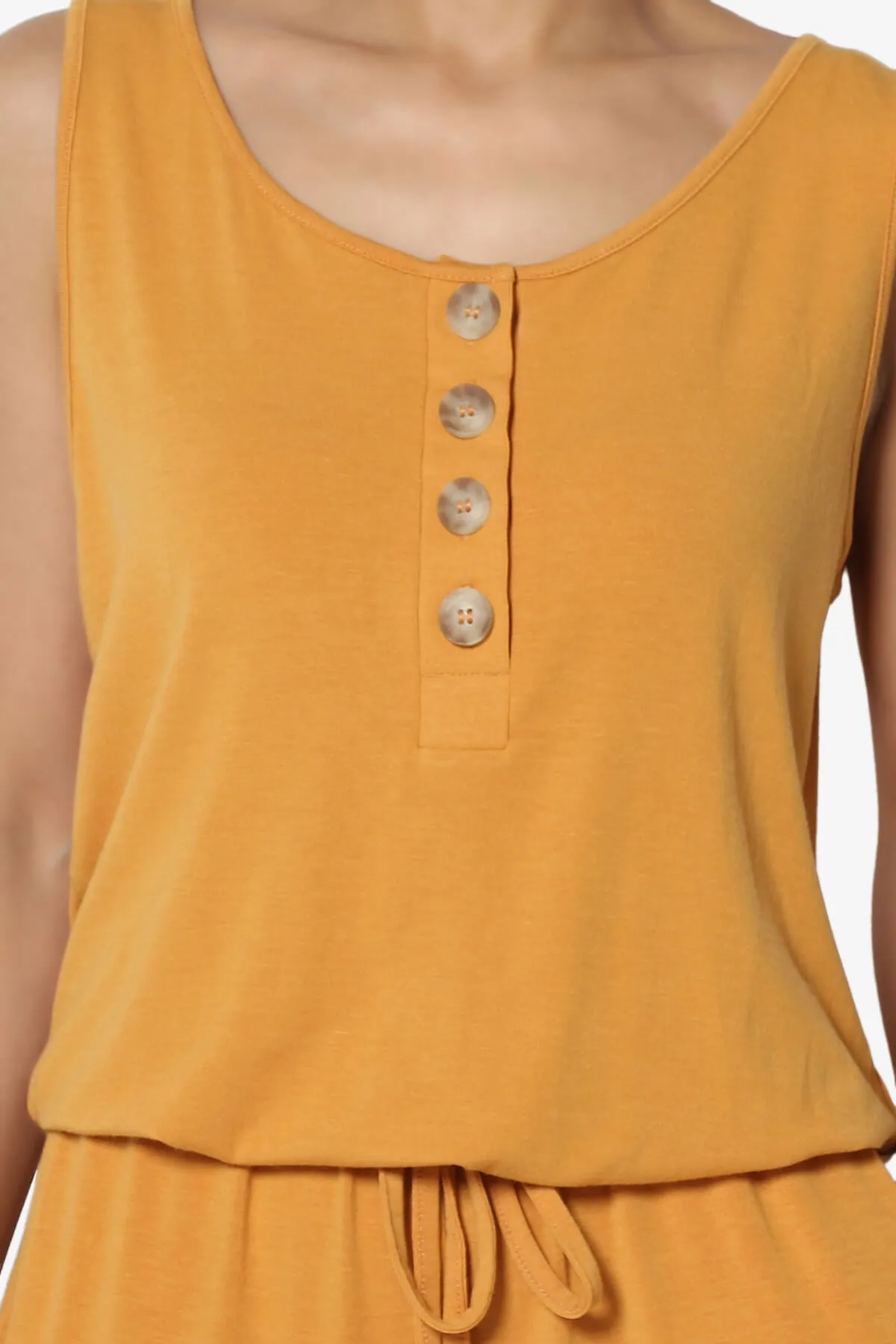 Entrada Button Scoop Neck Tank Jogger Jumpsuit PLUS