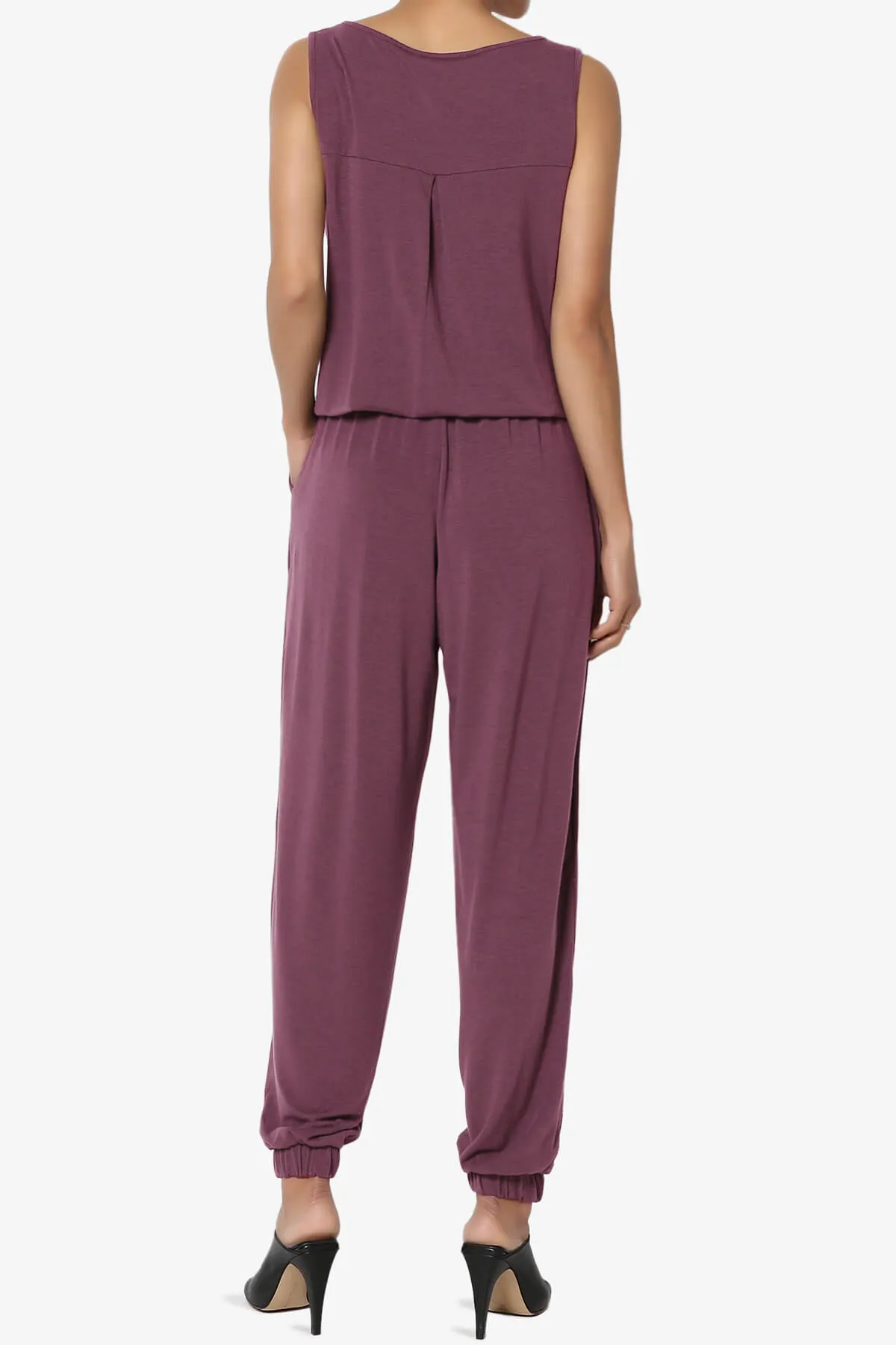 Entrada Button Scoop Neck Tank Jogger Jumpsuit PLUS
