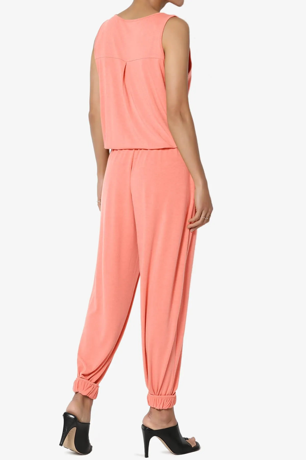 Entrada Button Scoop Neck Tank Jogger Jumpsuit PLUS