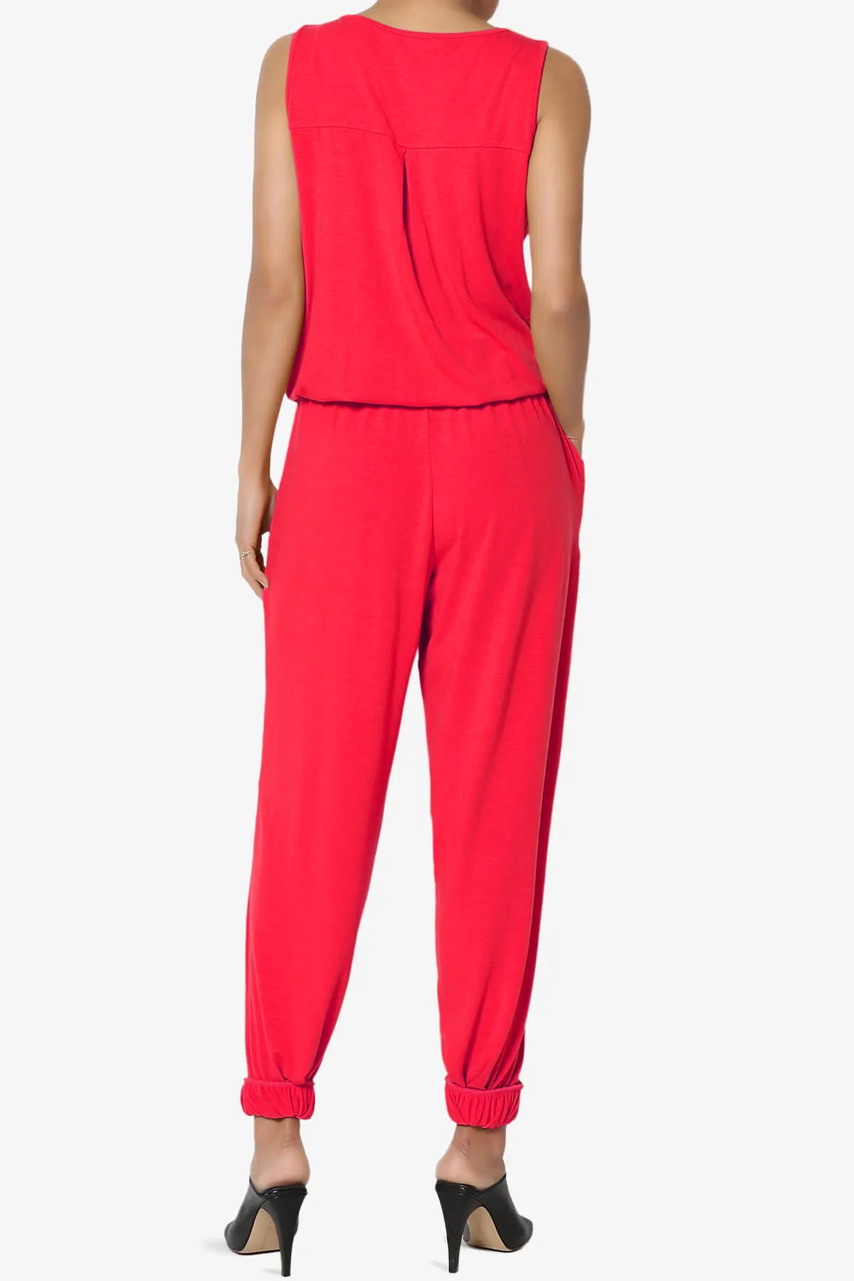 Entrada Button Scoop Neck Tank Jogger Jumpsuit PLUS