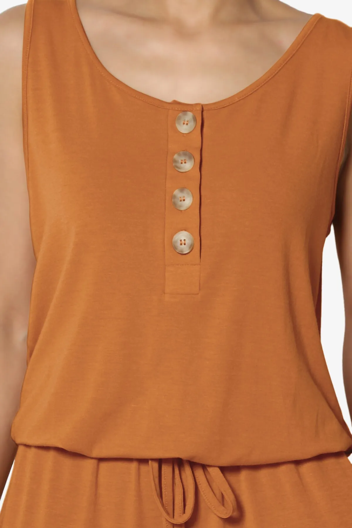 Entrada Button Scoop Neck Tank Jogger Jumpsuit PLUS