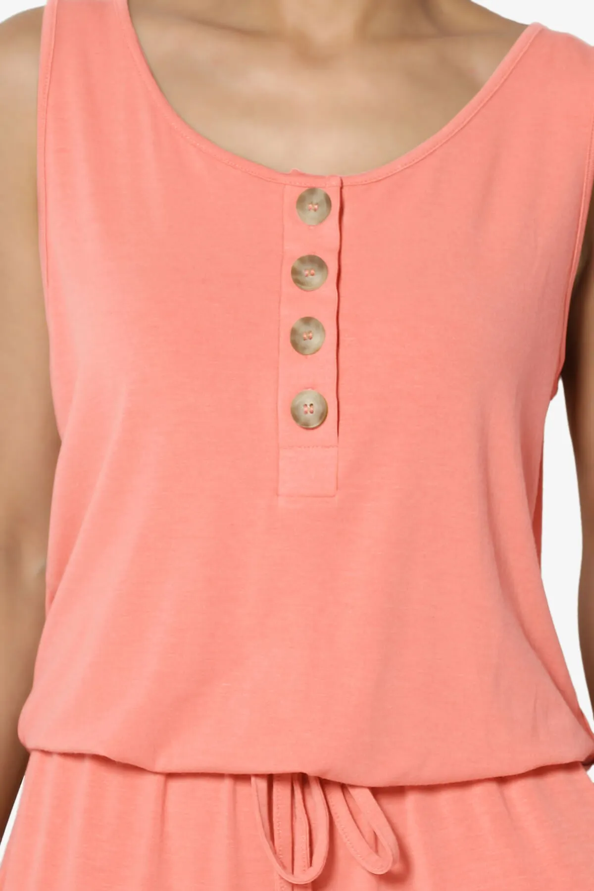 Entrada Button Scoop Neck Tank Jogger Jumpsuit PLUS