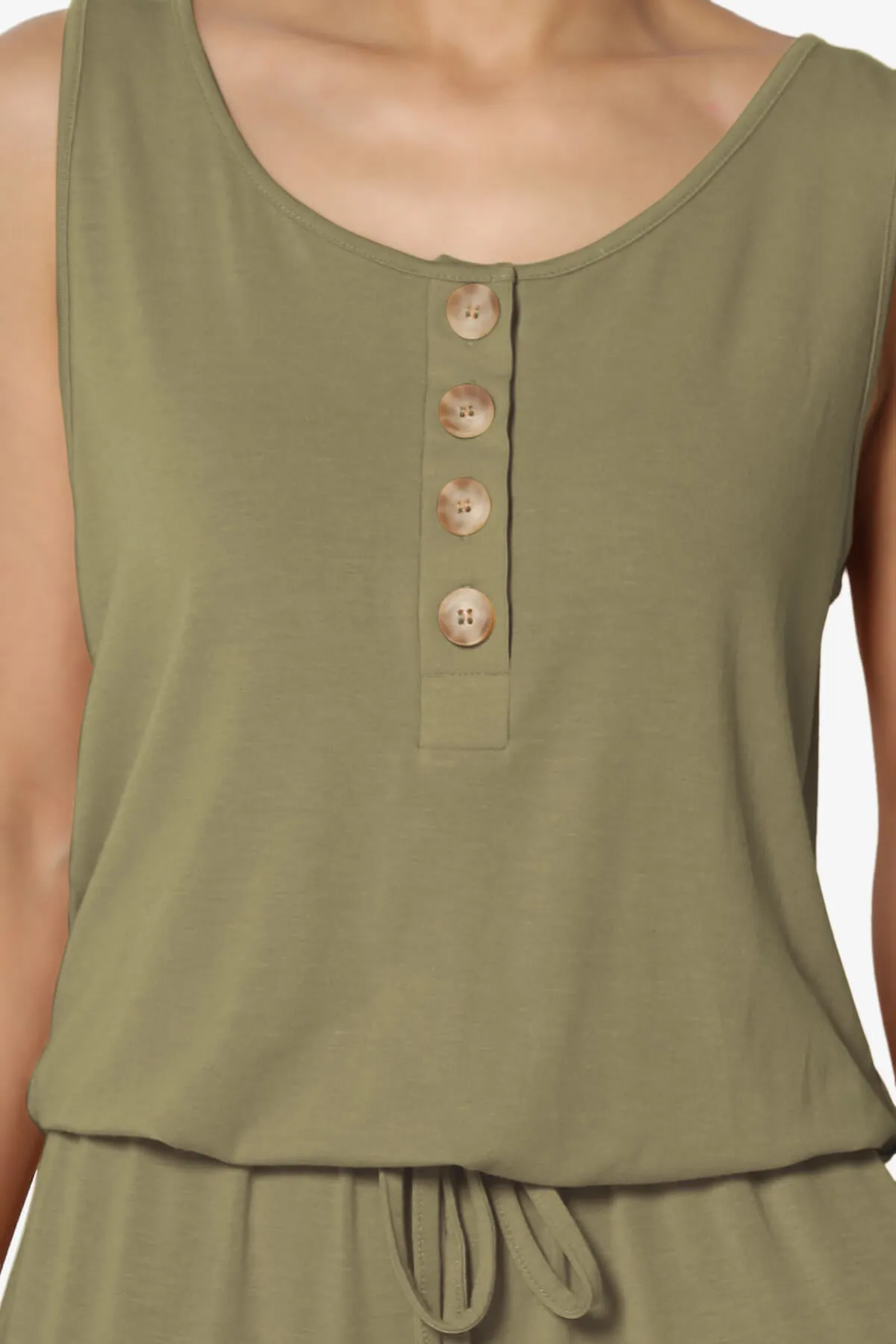 Entrada Button Scoop Neck Tank Jogger Jumpsuit PLUS