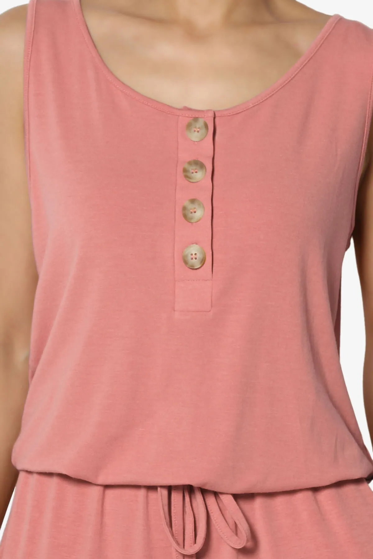 Entrada Button Scoop Neck Tank Jogger Jumpsuit PLUS