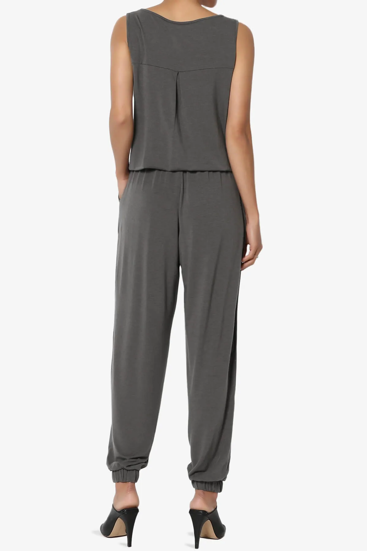 Entrada Button Scoop Neck Tank Jogger Jumpsuit PLUS