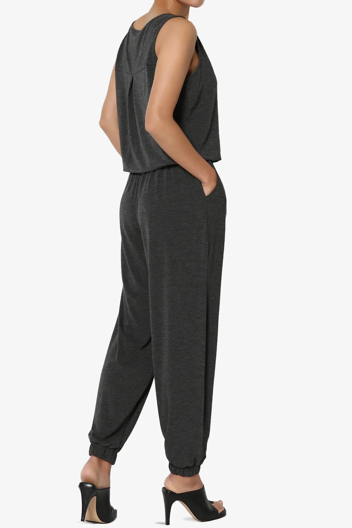 Entrada Button Scoop Neck Tank Jogger Jumpsuit PLUS
