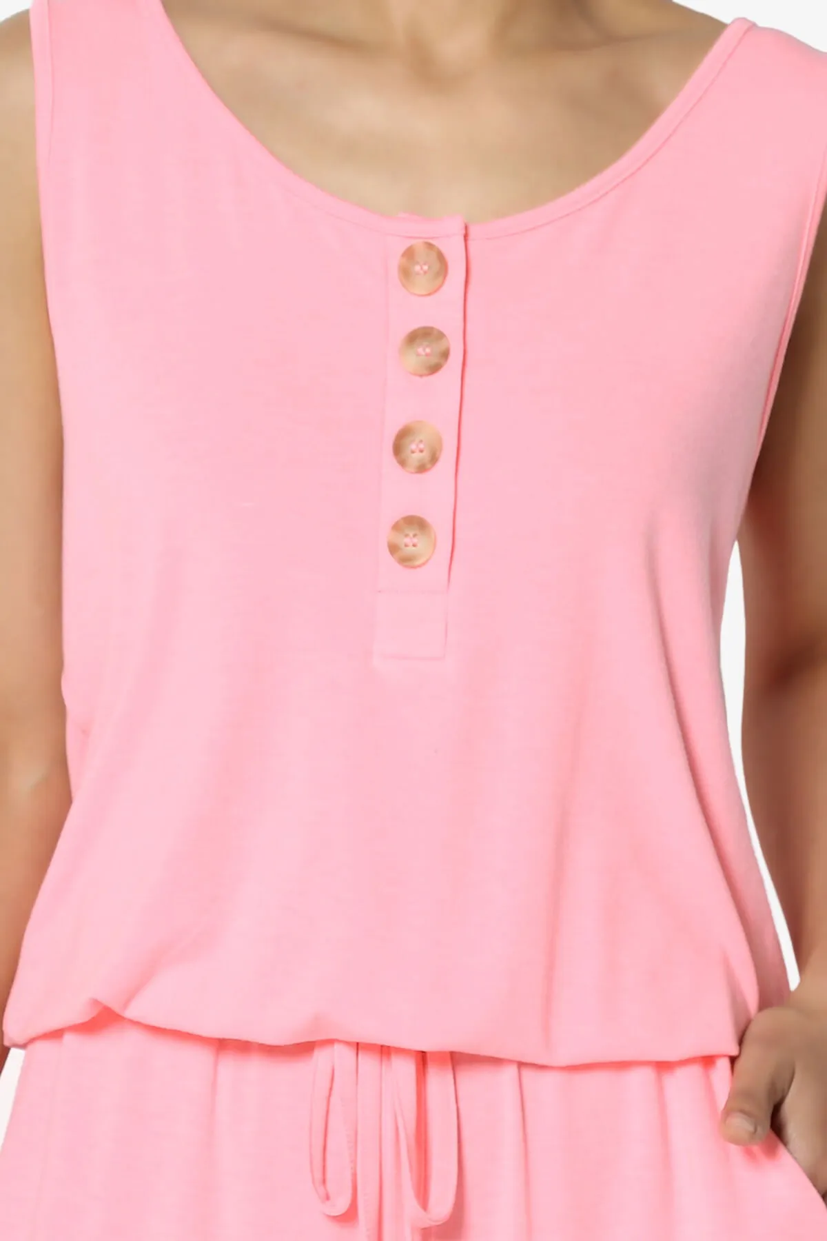 Entrada Button Scoop Neck Tank Jogger Jumpsuit PLUS