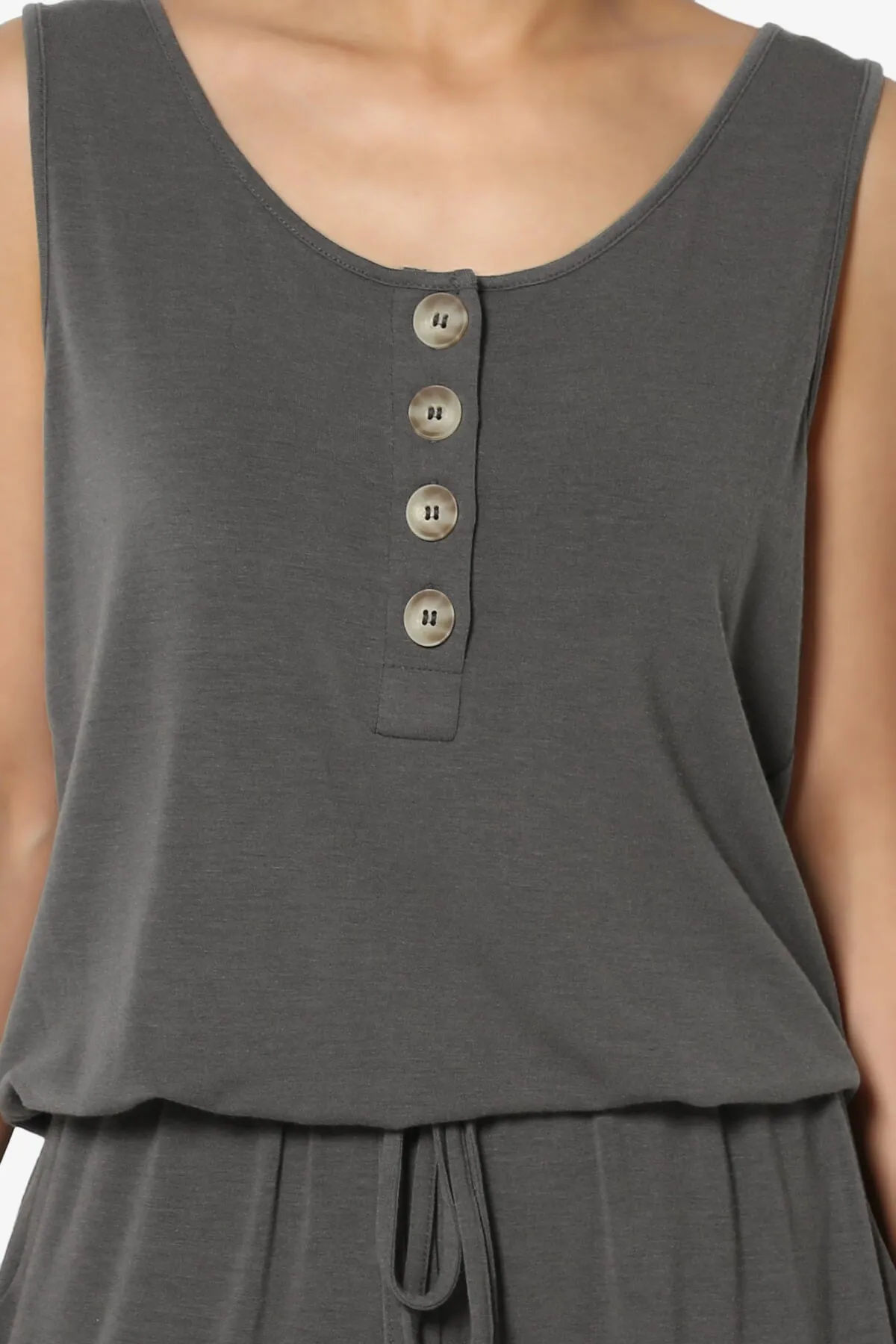 Entrada Button Scoop Neck Tank Jogger Jumpsuit PLUS