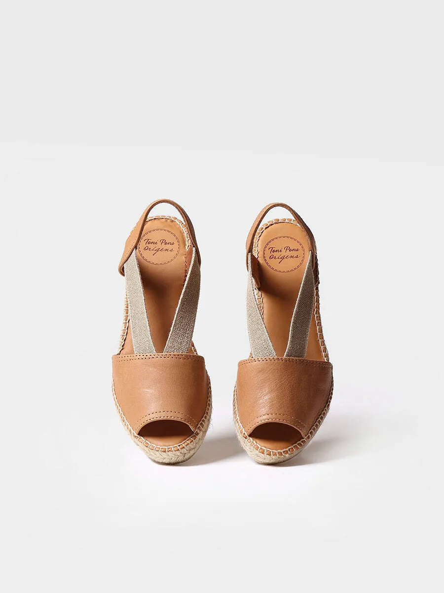Flat leather sandal with elastics - ETNA