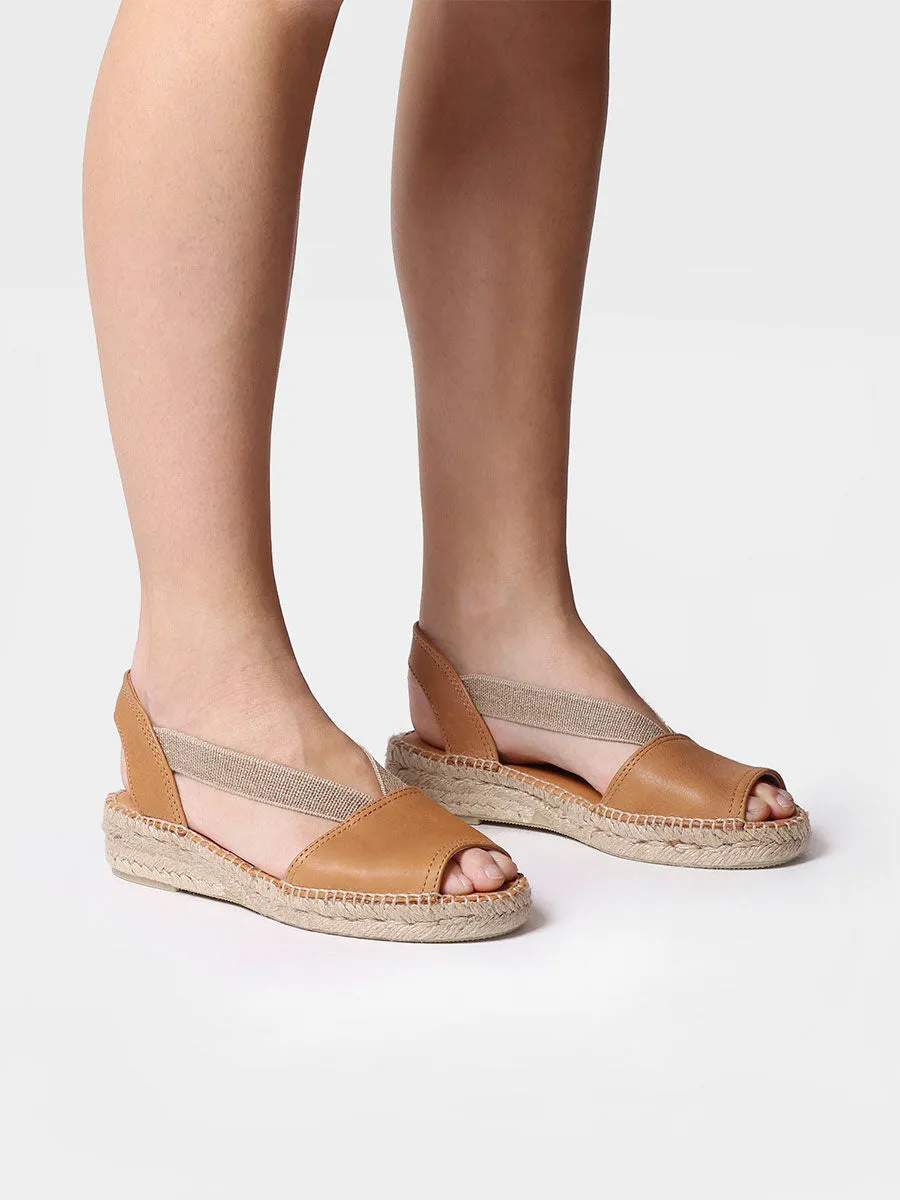 Flat leather sandal with elastics - ETNA