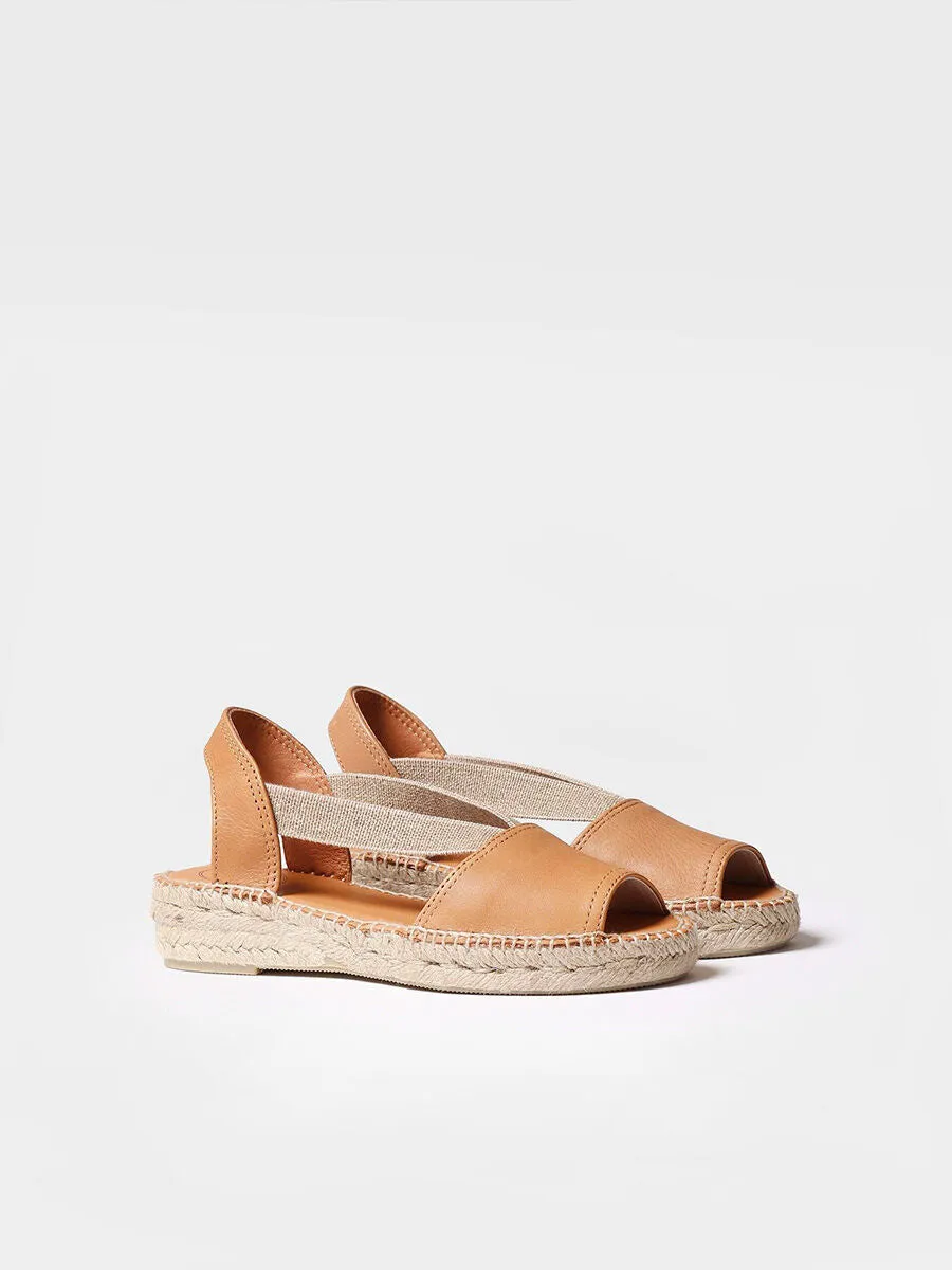 Flat leather sandal with elastics - ETNA
