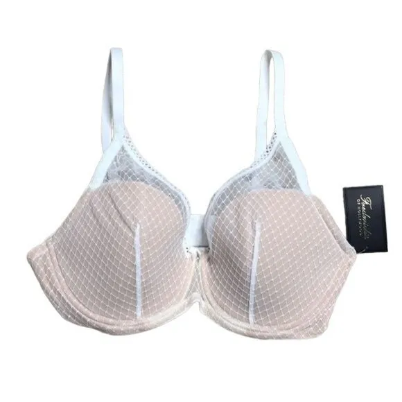 Fredericks Of Hollywood White Mesh Lace Underwire Bra 36D