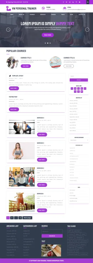 Free Personal Trainer WordPress Theme