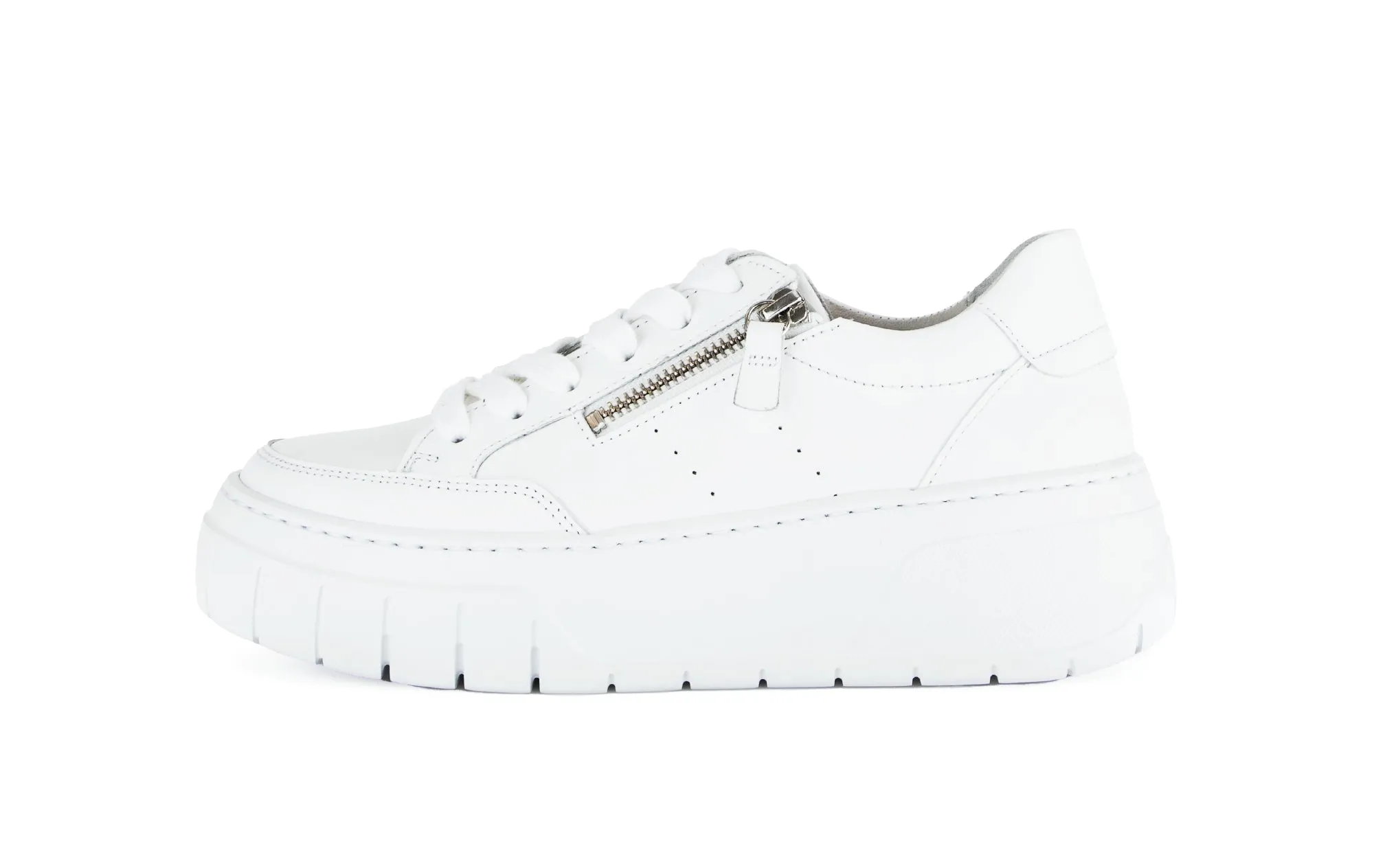 GABOR - 63.220.21 LACED/ZIP PLATFORM WEDGE SHOE - WHITE LEATHER