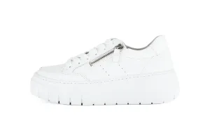 GABOR - 63.220.21 LACED/ZIP PLATFORM WEDGE SHOE - WHITE LEATHER