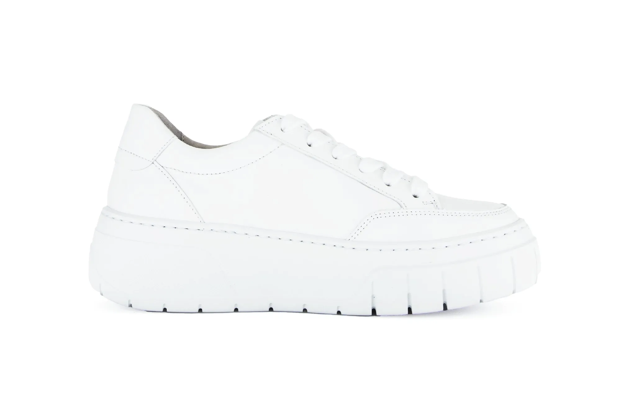 GABOR - 63.220.21 LACED/ZIP PLATFORM WEDGE SHOE - WHITE LEATHER