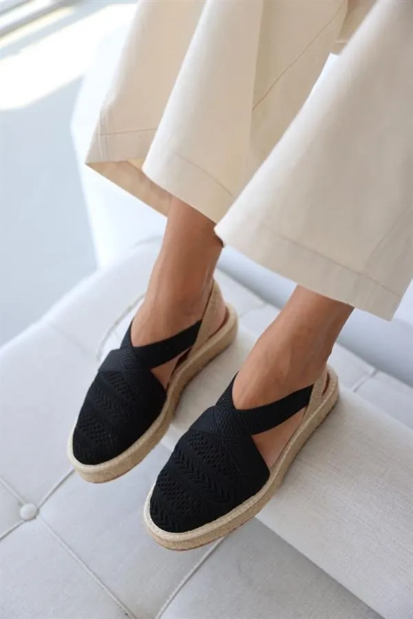 Geflochtene Espadrille-Flats mit gekreuzten Riemen für Damen