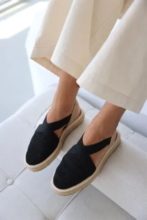 Geflochtene Espadrille-Flats mit gekreuzten Riemen für Damen