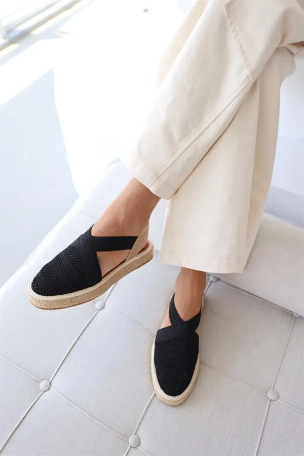 Geflochtene Espadrille-Flats mit gekreuzten Riemen für Damen