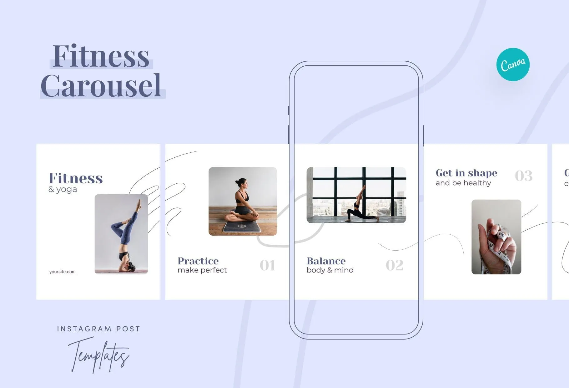 Gianna Fitness 6-Page Carousel Canva Template