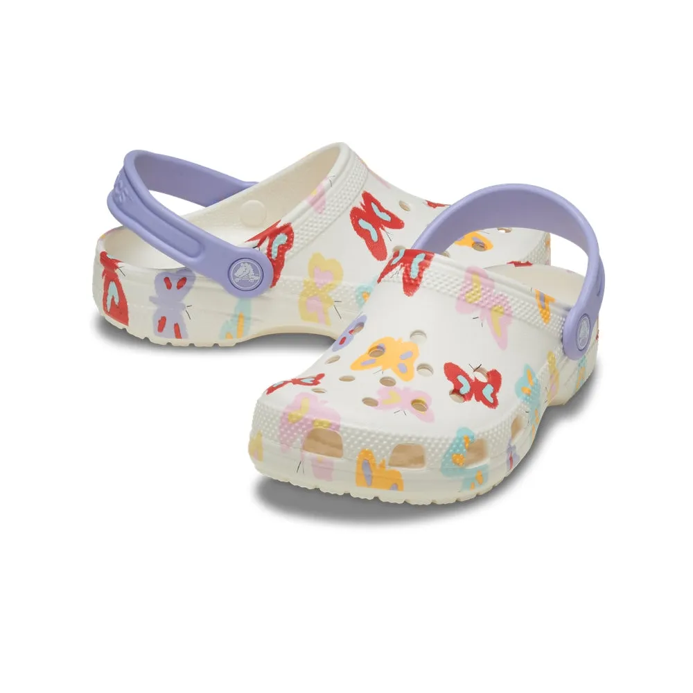 Giày Clog Trẻ Em Crocs Toddler Classic Butterfly Graphic - Chalk