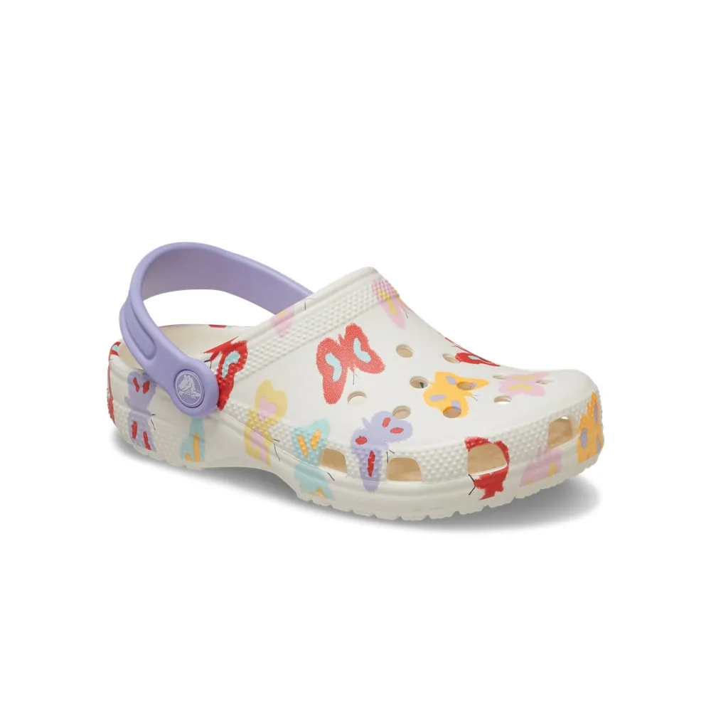 Giày Clog Trẻ Em Crocs Toddler Classic Butterfly Graphic - Chalk