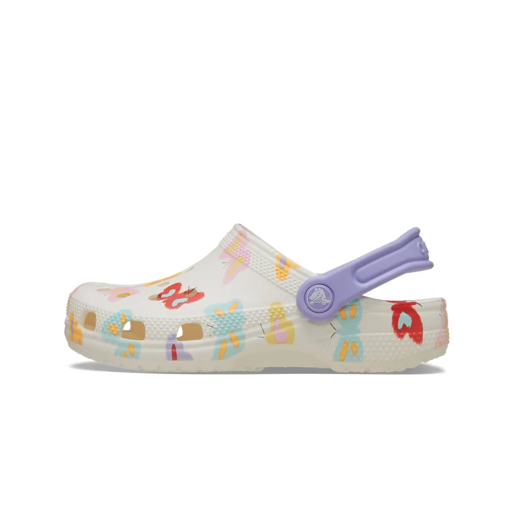 Giày Clog Trẻ Em Crocs Toddler Classic Butterfly Graphic - Chalk