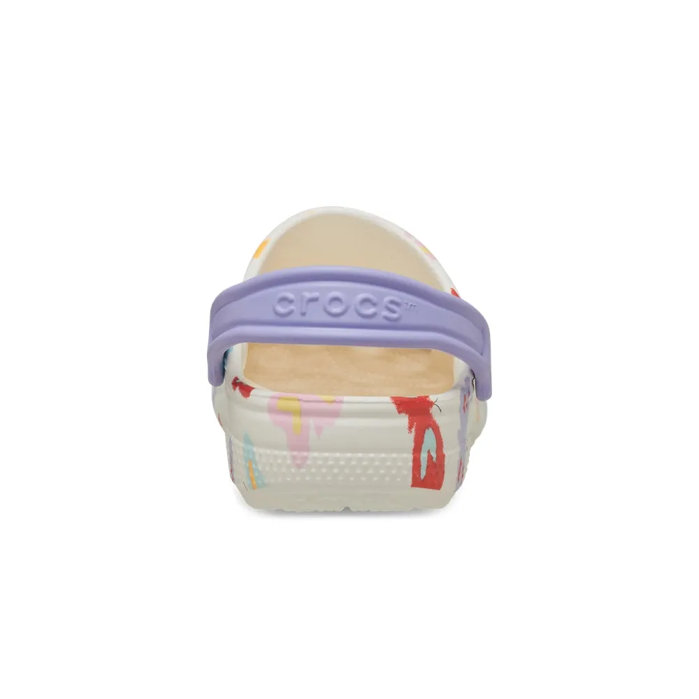 Giày Clog Trẻ Em Crocs Toddler Classic Butterfly Graphic - Chalk