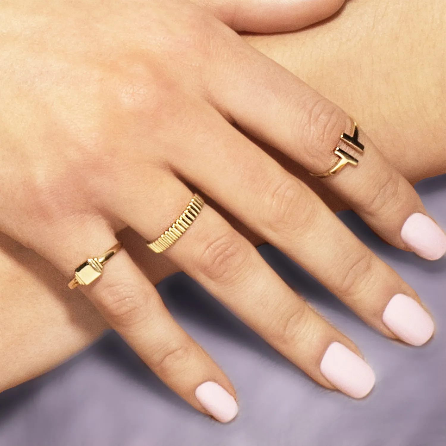 Gold Ribbed Ring