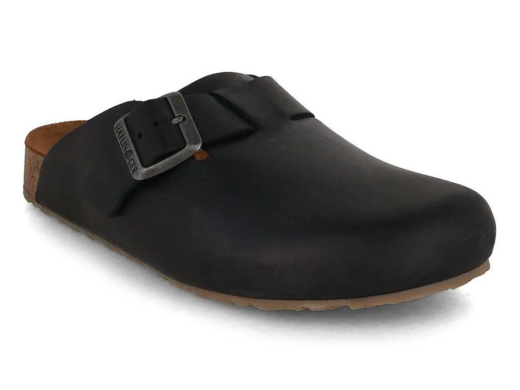 HAFLINGER Men Women Leather Clogs 'Porto', black