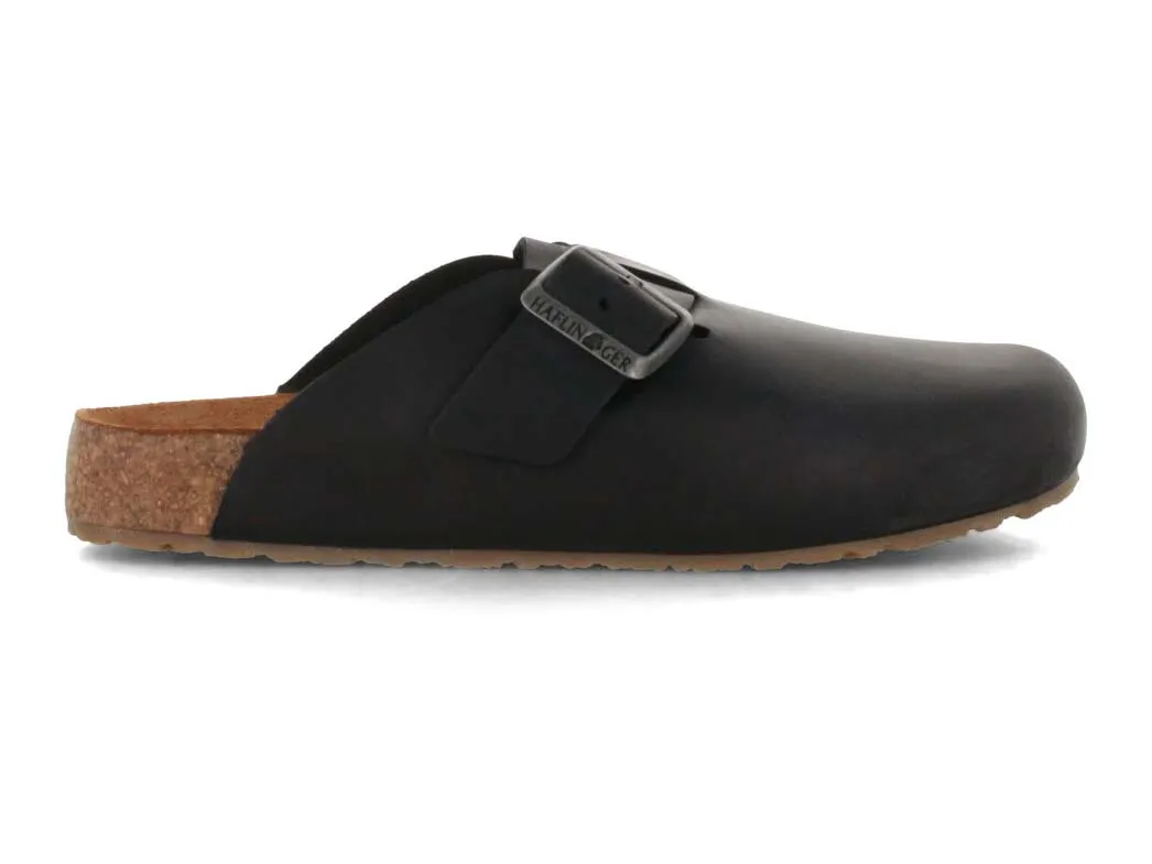 HAFLINGER Men Women Leather Clogs 'Porto', black