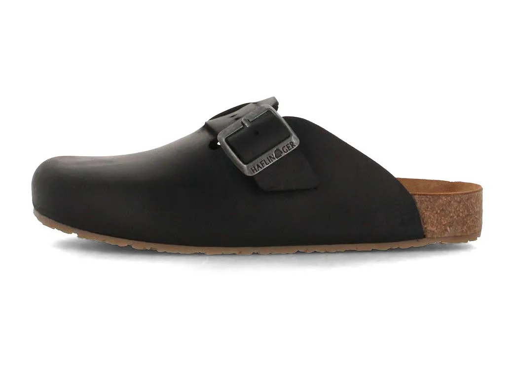 HAFLINGER Men Women Leather Clogs 'Porto', black