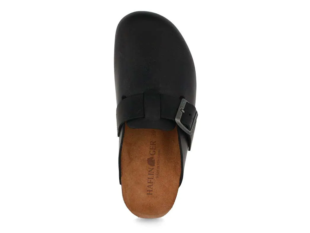 HAFLINGER Men Women Leather Clogs 'Porto', black