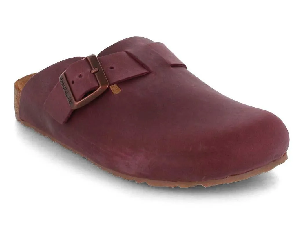 HAFLINGER Men Women Leather Clogs 'Porto', bordeaux